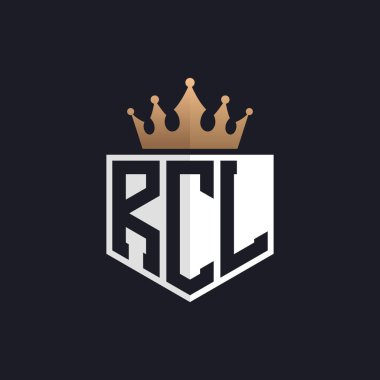 Crown 'lu lüks RCL logosu. Seçkin Markalar için Zarif RCL Harf Logosu. Üst Düzey İşletmeler için RCL Monogramı