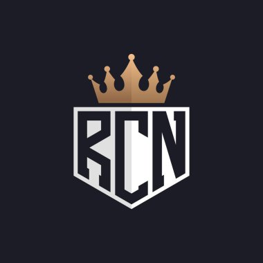 Crown 'lu lüks RCN Logosu. Seçkin Markalar için RCN Harf Logosu. Üst Düzey İşletmeler için RCN Monogramı