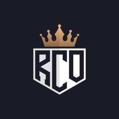 Crown 'lu lüks RCO Logosu. Seçkin Markalar için RCO Harf Logosu. Üst Düzey İşletmeler için RCO Monogramı