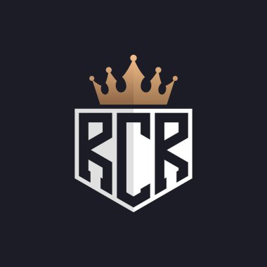 Crown 'lu lüks RCR Logosu. Seçkin Markalar için Zarif RCR Harf Logosu. Üst Düzey İşletmeler için RCR Monogramı
