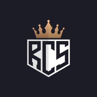 Crown 'lu lüks RCS Logosu. Seçkin Markalar için Zarif RCS Harf Logosu. Üst Düzey İşletmeler için RCS Monogramı