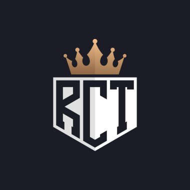 Crown 'lu lüks RCT logosu. Seçkin Markalar için Zarif RCT Harf Logosu. Üst Düzey İşletmeler için RCT Monogramı