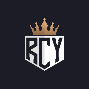 Crown 'lu lüks RCY Logosu. Seçkin Markalar için Zarif Baş harfler RCY Harf Logosu. Üst Düzey İşletmeler için RCY Monogramı