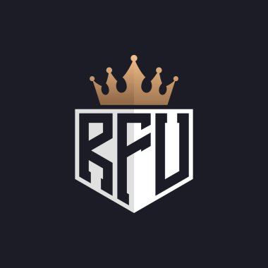 Luxury RFU Logo with Crown. Elegant Initials RFU Letter Logo for Exclusive Brands. Letter RFU Monogram for High-End Businesses clipart