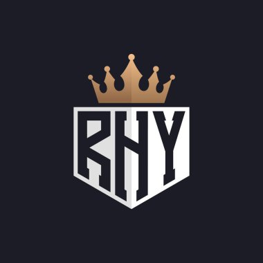 Luxury RHY Logo with Crown. Elegant Initials RHY Letter Logo for Exclusive Brands. Letter RHY Monogram for High-End Businesses clipart