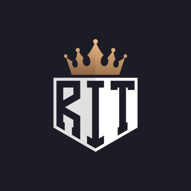 Crown 'lu lüks RIT logosu. Seçkin Markalar için RIT Letter Logosu. Üst Düzey İşletmeler için RIT Monogramı