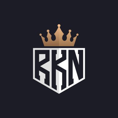 Crown 'lu lüks RKN Logosu. Seçkin Markalar için RKN Harf Logosu. Üst Düzey İşletmeler için RKN Monogramı