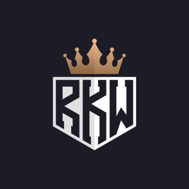 Crown 'lu lüks RKW Logosu. Seçkin Markalar için Zarif RKW Harf Logosu. Üst Düzey İşletmeler için RKW Monogramı