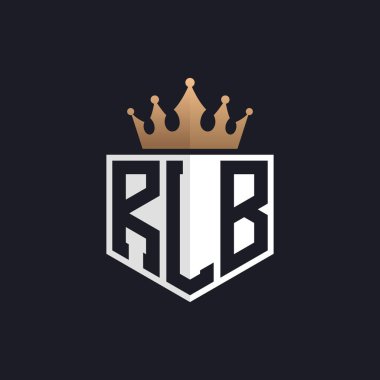 Crown 'lu lüks RLB logosu. Seçkin Markalar için Zarif RLB Harf Logosu. Üst Düzey İşletmeler için RLB Monogramı