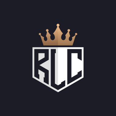 Crown 'la lüks RLC Logosu. Seçkin Markalar için RLC Harf Logosu. Üst Düzey İşletmeler için RLC Monogramı