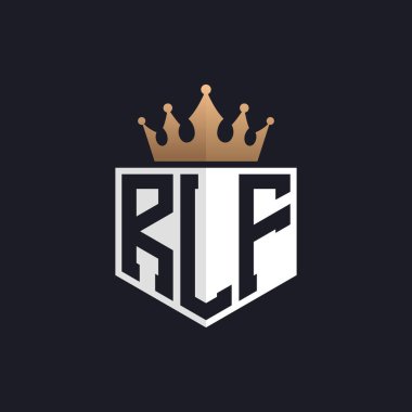 Crown 'la lüks RLF Logosu. Seçkin Markalar için Zarif RLF Harf Logosu. Üst Düzey İşletmeler için RLF Monogramı