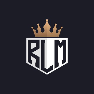 Crown 'la lüks RLM Logosu. Seçkin Markalar için RLM Harf Logosu. Üst Düzey İşletmeler için RLM Monogramı