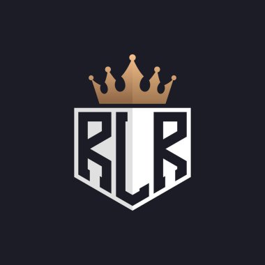 Crown 'la lüks RLR Logosu. Seçkin Markalar için Zarif RLR Harf Logosu. Üst Düzey İşletmeler için RLR Monogramı