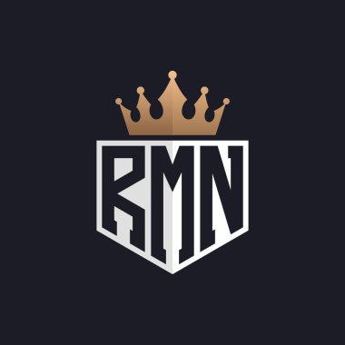 Crown 'lu lüks RMN Logosu. Seçkin Markalar için RMN Harf Logosu. Üst Düzey İşletmeler için RMN Monogramı
