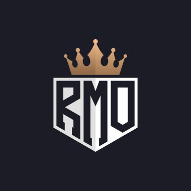 Crown 'la lüks RMO Logosu. Seçkin Markalar için RMO Harf Logosu. Üst Düzey İşletmeler için RMO Monogramı