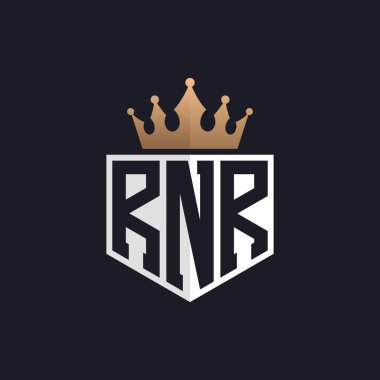 Crown 'la lüks RNR logosu. Seçkin Markalar için Zarif RNR Harf Logosu. Üst Düzey İşletmeler için RNR Monogramı
