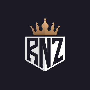 Crown 'la lüks RNZ logosu. Seçkin Markalar için RNZ Harf Logosu. Üst Düzey İşletmeler için RNZ Monogramı