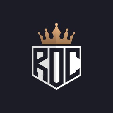 Crown 'lu lüks ROC Logosu. Seçkin Markalar için Zarif Baş harfler ROC Harf Logosu. Yüksek Kalite İşletmeler için ROC Monogramı