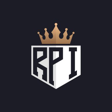 Luxury RPI Logo with Crown. Elegant Initials RPI Letter Logo for Exclusive Brands. Letter RPI Monogram for High-End Businesses clipart