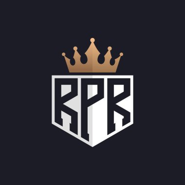 Luxury RPR Logo with Crown. Elegant Initials RPR Letter Logo for Exclusive Brands. Letter RPR Monogram for High-End Businesses clipart