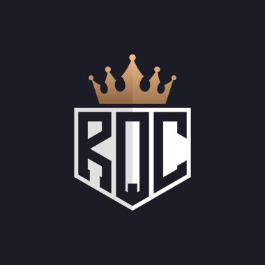 Crown 'la lüks RQC Logosu. Seçkin Markalar için Zarif Baş harfler RQC Harf Logosu. Üst Düzey İşletmeler için RQC Monogramı