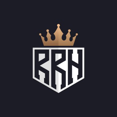 Crown 'lu lüks RRRH logosu. Seçkin Markalar için RRH Harf Logosu. Üst Düzey İşletmeler için RRH Monogramı