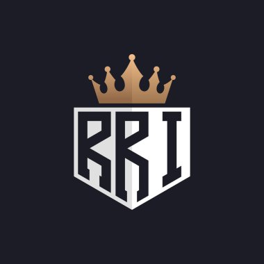 Crown 'la lüks RRRI Logosu. Seçkin Markalar için Seçkin RRRI Harf Logosu. Üst Düzey İşletmeler için RRRI Monogramı