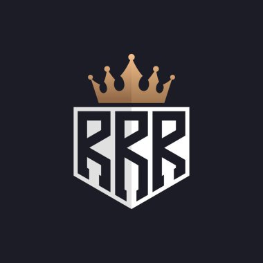 Crown 'la lüks RRRR logosu. Seçkin Markalar için Zarif RRR Harf Logosu. Üst Düzey İşletmeler İçin RRR Monogramı