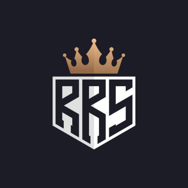 Crown 'lu lüks RRS Logosu. Seçkin Markalar için RRS Harf Logosu. Üst Düzey İşletmeler İçin RRS Monogramı