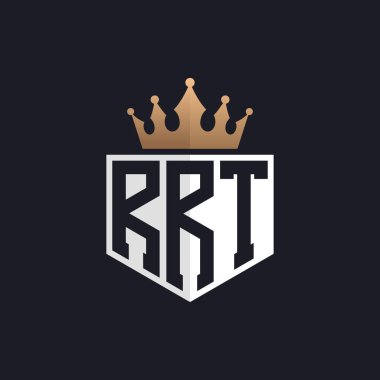 Luxury RRT Logo with Crown. Elegant Initials RRT Letter Logo for Exclusive Brands. Letter RRT Monogram for High-End Businesses clipart