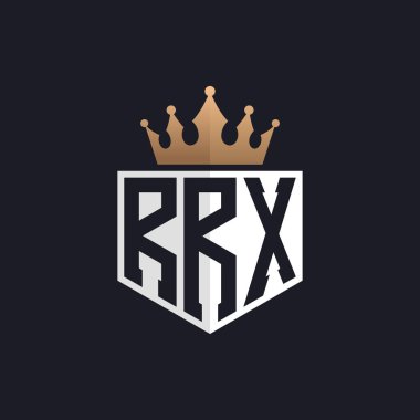 Crown 'la lüks RRRX Logosu. Seçkin Markalar için RRX Harf Logosu. Üst Düzey İşletmeler için RRX Monogramı