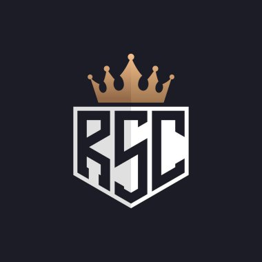 Crown 'lu lüks RSC Logosu. Seçkin Markalar için RSC Harf Logosu. Üst Düzey İşletmeler için RSC Monogramı