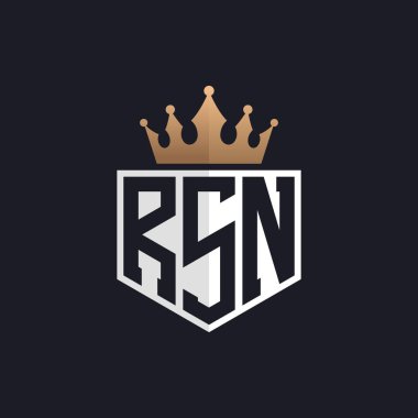 Crown 'la lüks RSN Logosu. Seçkin Markalar için RSN Harf Logosu. Üst Düzey İşletmeler için RSN Monogramı