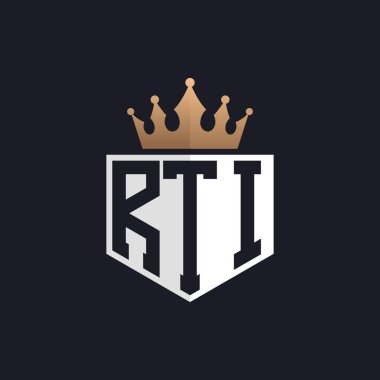 Crown 'la lüks RTI logosu. Seçkin Markalar için Seçkin RTI Harf Logosu. Üst Düzey İşletmeler için RTI Monogramı