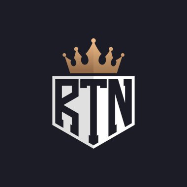 Crown 'la lüks RTN Logosu. Seçkin Markalar için RTN Harf Logosu. Üst Düzey İşletmeler için RTN Monogramı