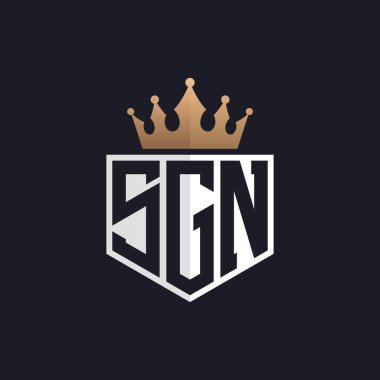 Luxury SGN Logo with Crown. Elegant Initials SGN Letter Logo for Exclusive Brands. Letter SGN Monogram for High-End Businesses clipart