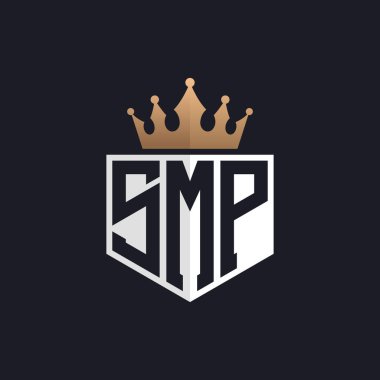 Luxury SMP Logo with Crown. Elegant Initials SMP Letter Logo for Exclusive Brands. Letter SMP Monogram for High-End Businesses clipart