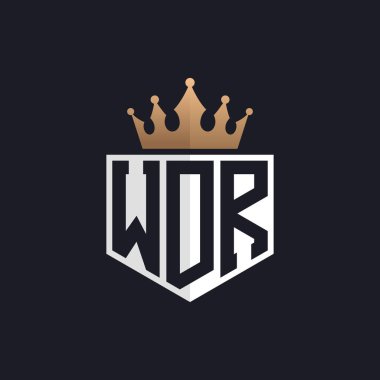 Luxury WDR Logo with Crown. Elegant Initials WDR Letter Logo for Exclusive Brands. Letter WDR Monogram for High-End Businesses clipart