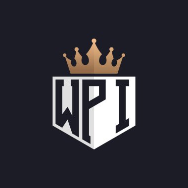 Luxury WPI Logo with Crown. Elegant Initials WPI Letter Logo for Exclusive Brands. Letter WPI Monogram for High-End Businesses clipart