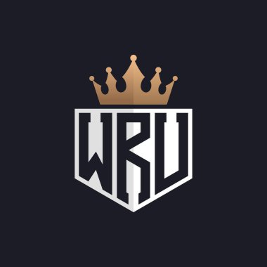 Luxury WRU Logo with Crown. Elegant Initials WRU Letter Logo for Exclusive Brands. Letter WRU Monogram for High-End Businesses clipart