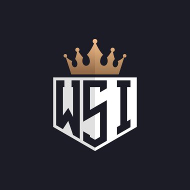 Crown 'lu lüks WSI Logosu. Seçkin Markalar için WSI Harf Logosu. Üst Düzey İşletmeler için WSI Monogramı