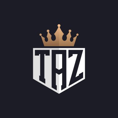 Luxury TAZ Logo with Crown. Elegant Initials TAZ Letter Logo for Exclusive Brands. Letter TAZ Monogram for High-End Businesses clipart