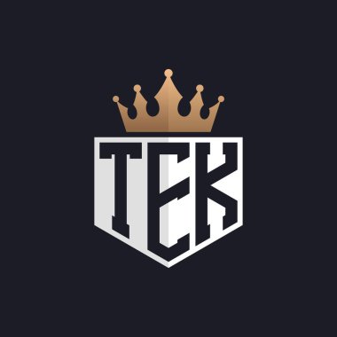 Luxury TEK Logo with Crown. Elegant Initials TEK Letter Logo for Exclusive Brands. Letter TEK Monogram for High-End Businesses clipart