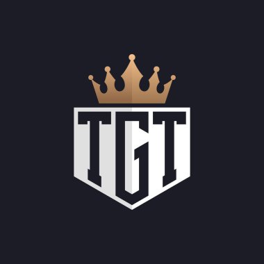 Luxury TGT Logo with Crown. Elegant Initials TGT Letter Logo for Exclusive Brands. Letter TGT Monogram for High-End Businesses clipart