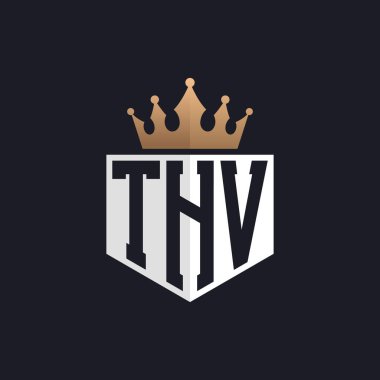 Crown 'lu lüks THV logosu. Seçkin markalar için klasik THV Harf Logosu. Üst Düzey İşletmeler için THV Monogramı