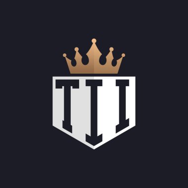 Crown 'lu Lüks TII Logosu. Seçkin Markalar için Zarif Baş harfler TII Harf Logosu. Üst Düzey İşletmeler için Harf TII Monogramı