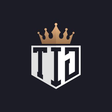 Crown 'la lüks TIJ logosu. Seçkin Markalar için Zarif Baş harfler TIJ Harf Logosu. Üst Düzey İşletmeler için TIJ Monogramı