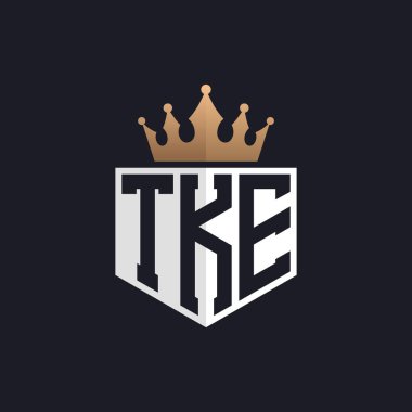 Luxury TKE Logo with Crown. Elegant Initials TKE Letter Logo for Exclusive Brands. Letter TKE Monogram for High-End Businesses clipart