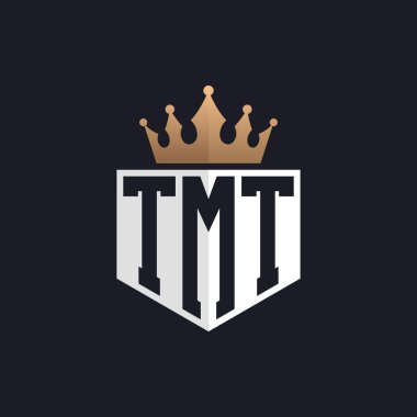 Luxury TMT Logo with Crown. Elegant Initials TMT Letter Logo for Exclusive Brands. Letter TMT Monogram for High-End Businesses clipart