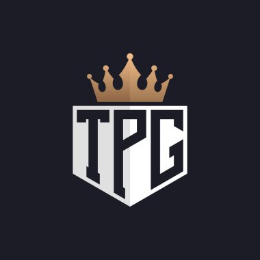 Crown 'lu lüks TPG logosu. Seçkin Markalar için Zarif Baş harfler TPG Harf Logosu. Üst Düzey İşletmeler için TPG Monogramı